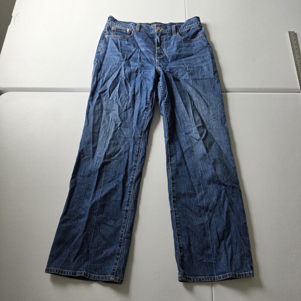J.Crew Jeans Womens 29 Blue Medium Wash High Rise Relaxed Wide Leg Stretch Denim